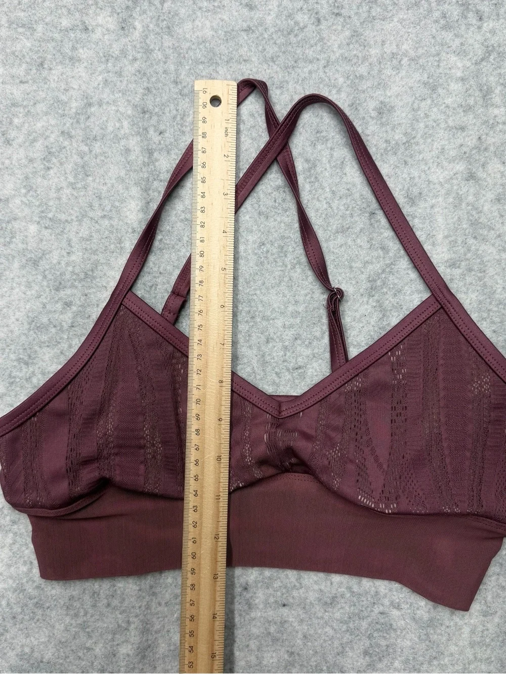 Alo Yoga Mesh Sports Bra Plum Cross Back Crop Top XS  Balletcore Coquette